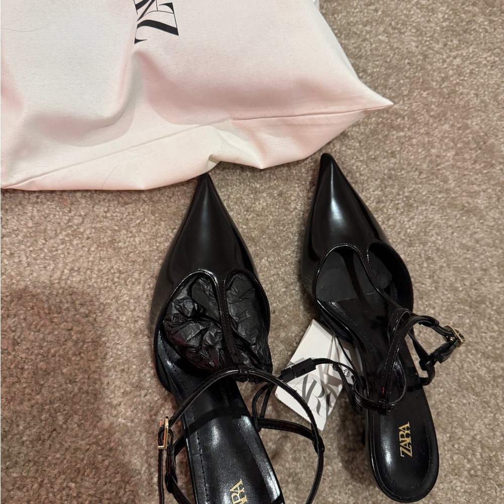 Zara Black Women's Shoes Heeled Slingbacks